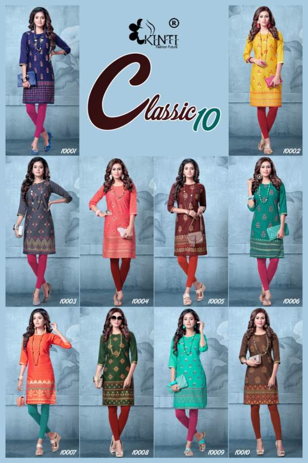 Kinti Calssic 10 Rayon Printed Designer Party Wear Kurti Collection